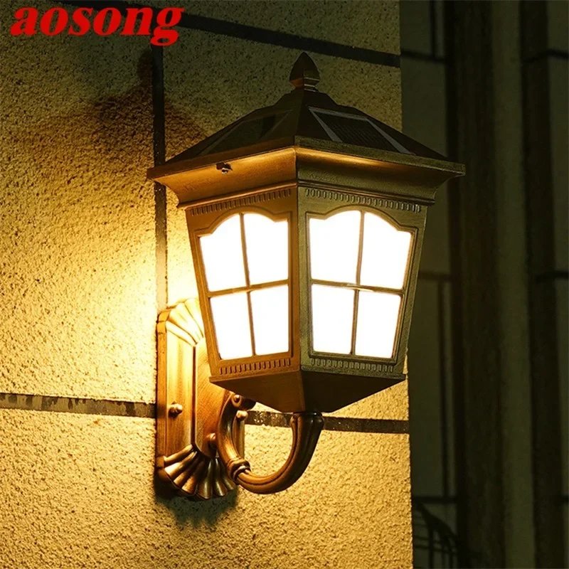 

AOSONG Outdoor Solar Wall Sconces Light LED Waterproof IP65 Modern Lamp for Home Porch Decoration