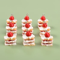 10pcs 3D Strawberry Cake Charms Cute Resin Pendants for Jewelry Making Handmade Earrings Bracelet Necklace Key Chain Accessories
