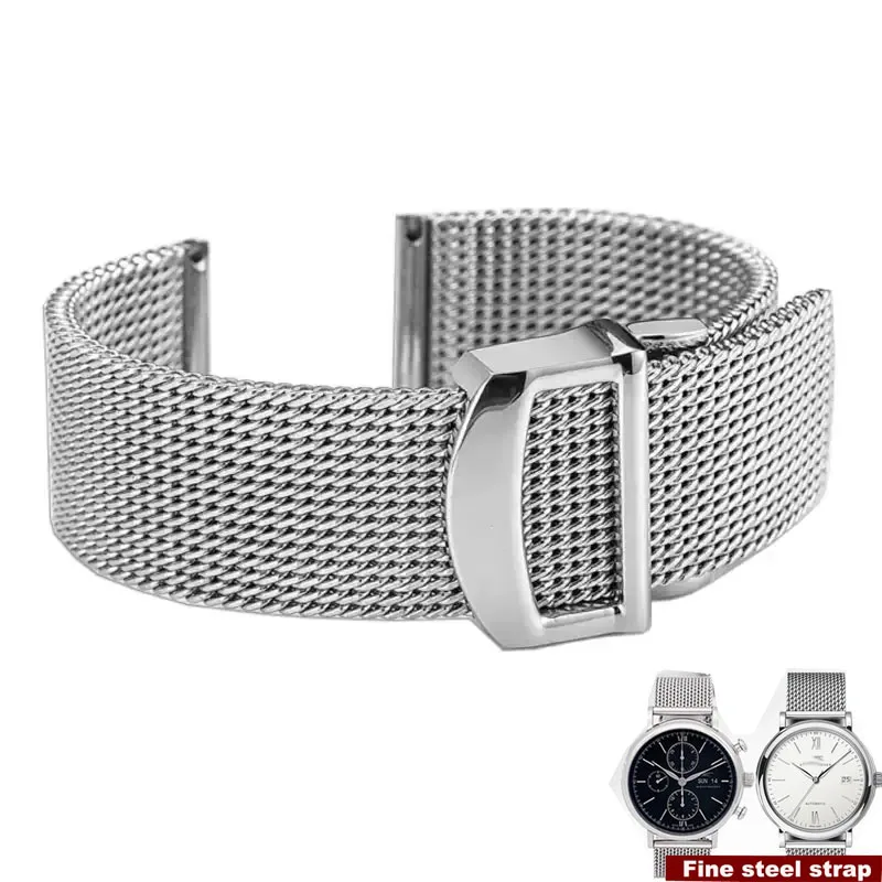 For IWC PORTOFINO FAMILY Series Strap Watch Accessories Folding Clasp Milanese Stainless Steel Mesh Watch Band Best 20mm 22mm