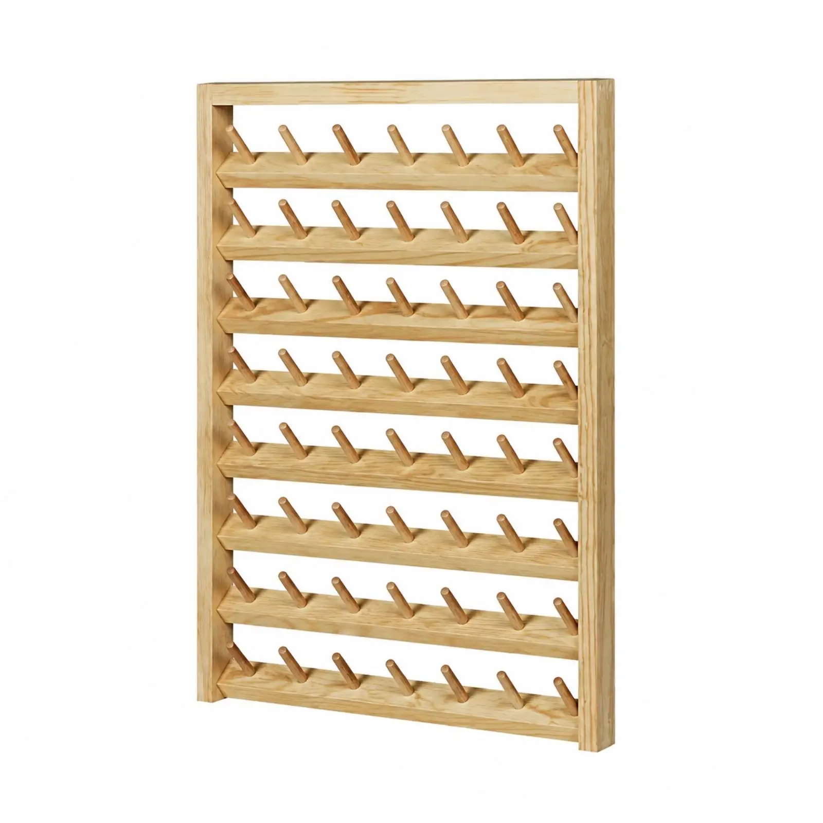 Wall-Mounted Thread Spool Rack Space-Saving Fir Wood Thread Rack Wooden Spool Holder with Pegs Multi-Purpose Customizable