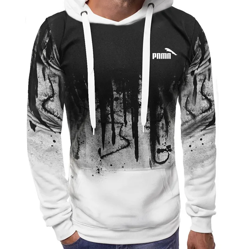 التدرج طباعة الرجال البلوز مقنعين البلوز ربيع الخريف اللياقة البدنية اليومية ملابس رياضية موضة هوديس غير رسمية ملابس فضفاضة