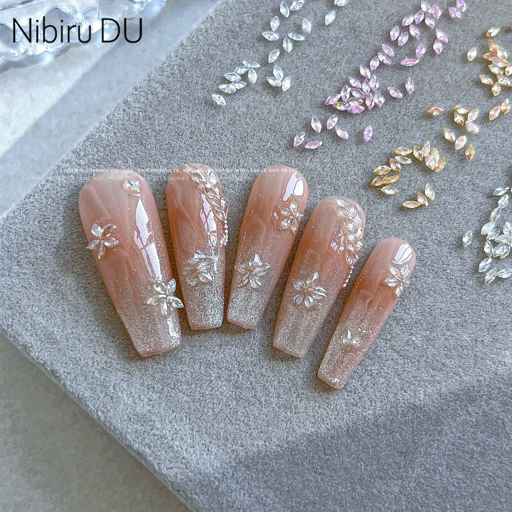 

50Pcs Nail Art Rhinestones Decorations Shiny Zircon Nail Gems Ice Translucent Cognac Colorful Diamond Manicure Accessories
