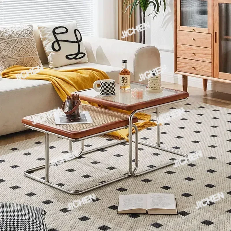 ZQT Nesting Coffee Table Set Of 2 Round Coffee Table With Adjustable Industrial End Table Side Tables For Living Room Balcony Ya