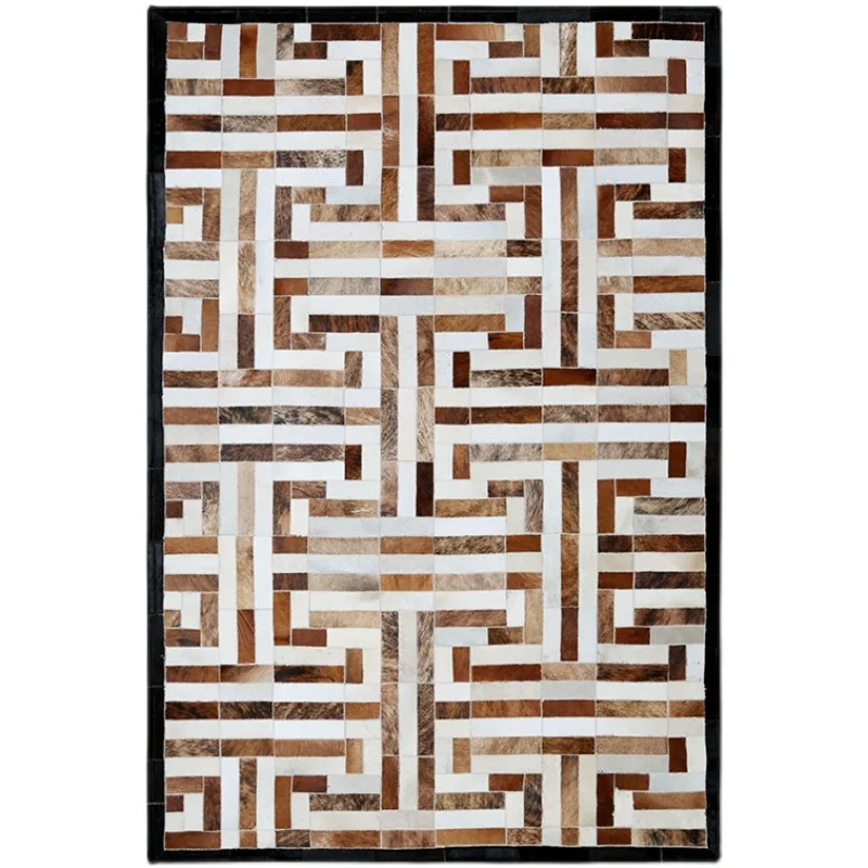 

100% Natural Cowhide Carpet Handmade Cow Leather Living Room Bedroom Rugs Simple Geometric Nordic Modern Large Floor Mat