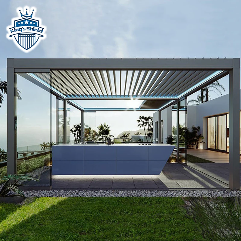 3x4m Powder Coated Aluminium Bioclimatic Motorized Louvre Roof Modern Luxury Pergola for Restaurant Sun Rain Protection Pro