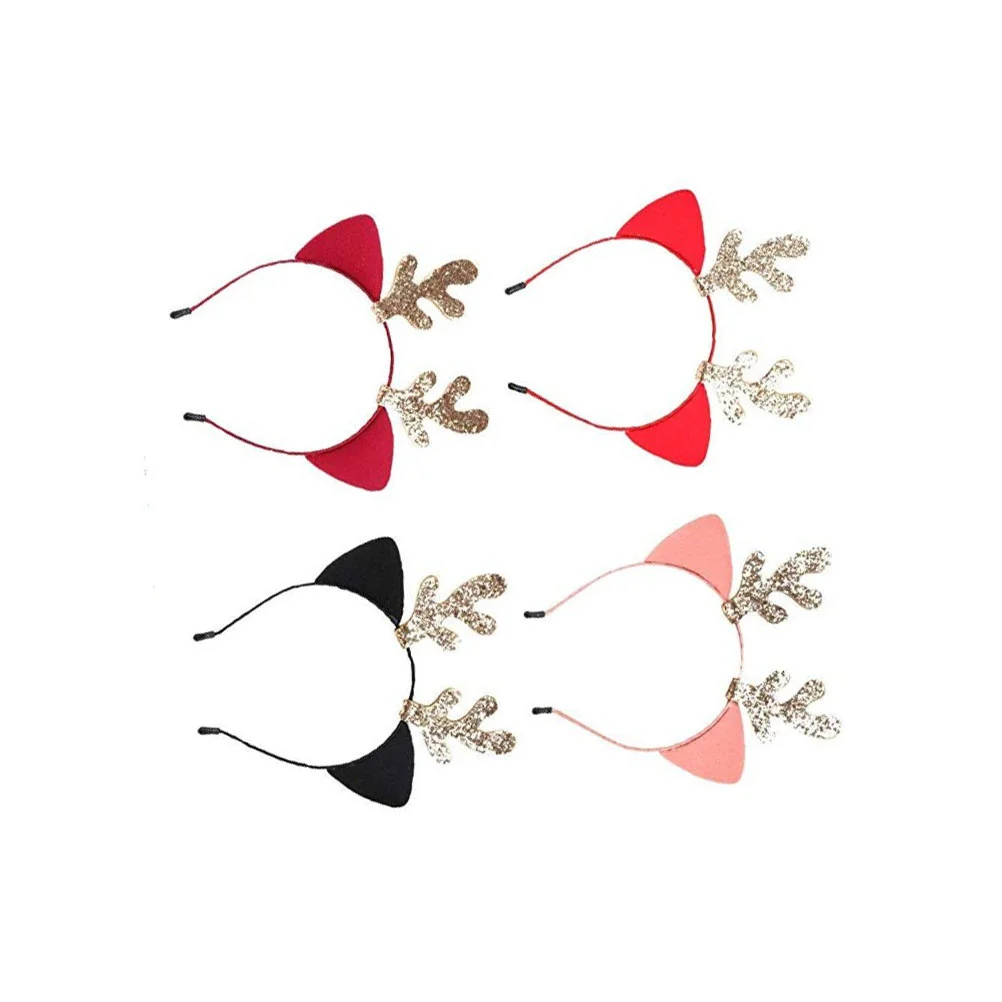 

4pcs Christmas Hair Hoops Antlers Headdress Festive Hair Bands Costume Headpiece for Party Carnival antler hair hoop