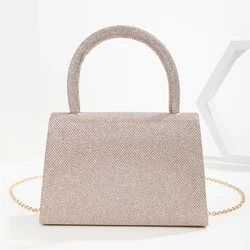 Women Fashion Evening Bag Solid Color Sequins Mini Elegant Handbag Versatile Small Bling Handbag Dinner Party Wedding Bag