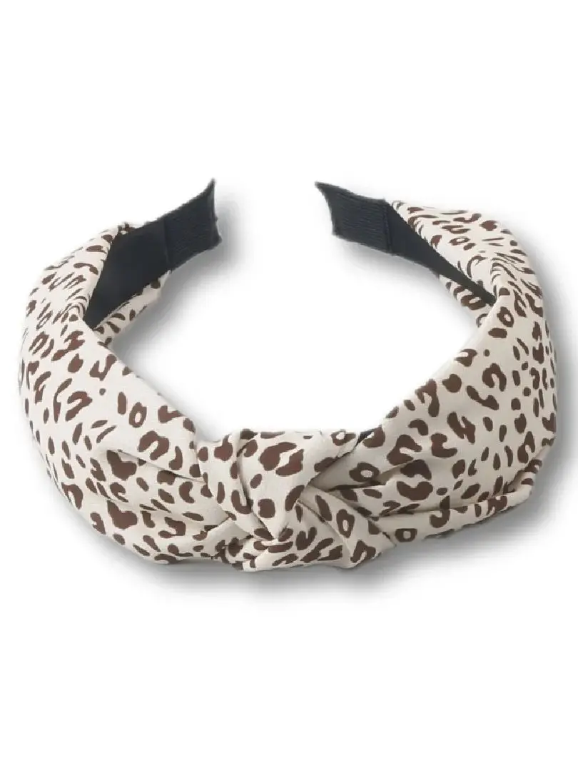 1PC Retro Leopard Breiten Rand Stoff Haarband Sommer Neue Kreuz Knoten Temperament Einfache Mode Stirnband – Detail 1
