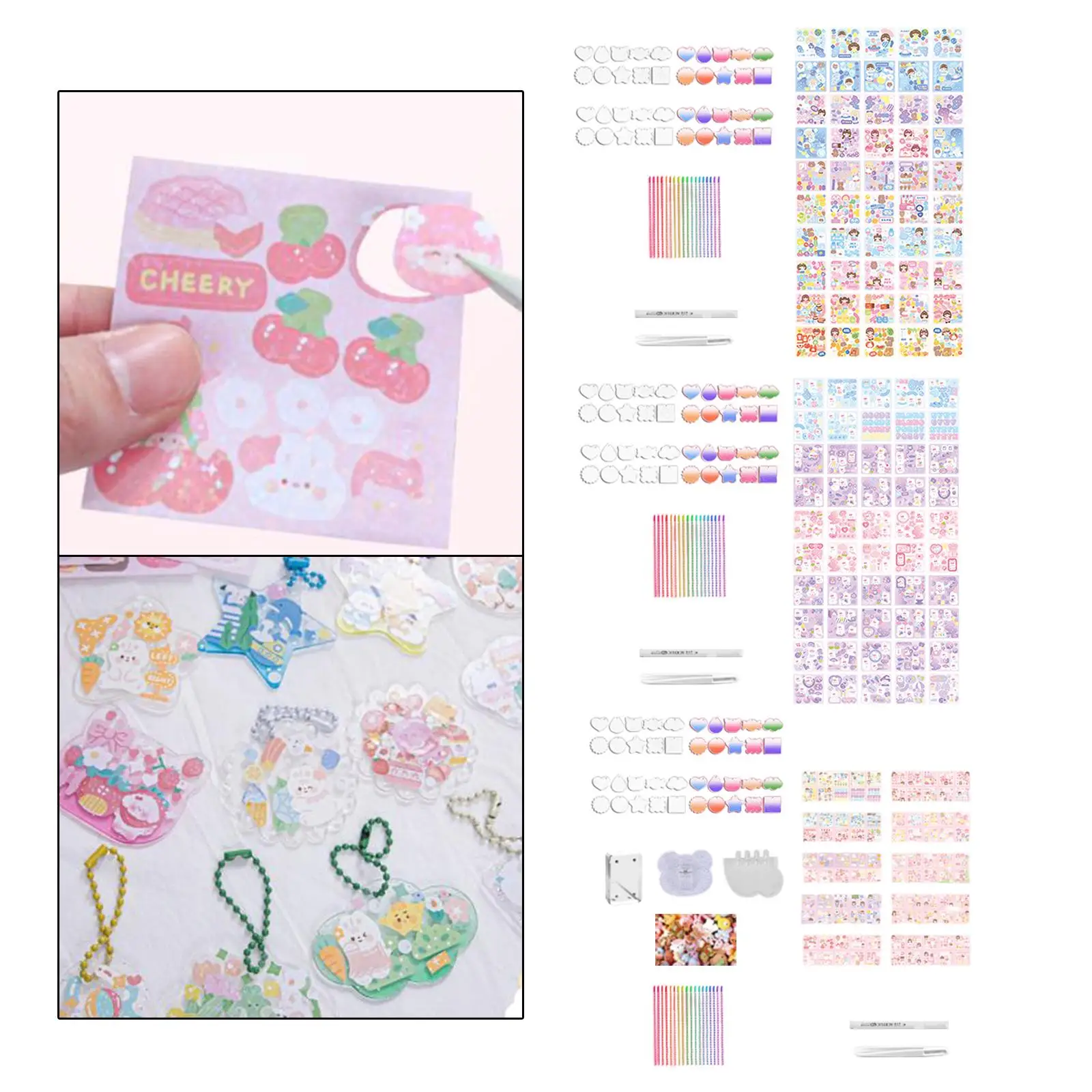 Kids Arts And Craft Kits Card Sticker Set Cute Acrylic Disc Small Pendant