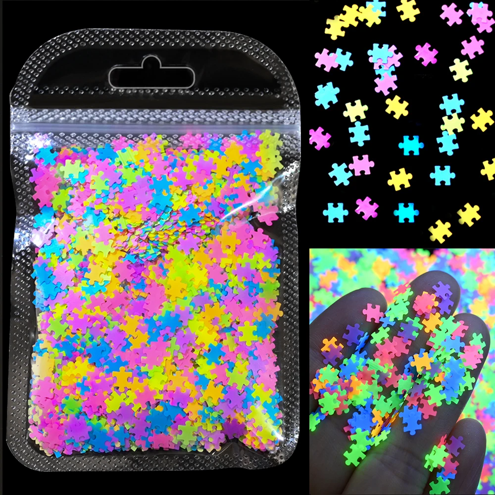 10g Neon Stern/Mond/Unkraut Fluoreszenz Nagel Pailletten Bunte Stern Design Glitter Flocken Weihnachten Neon Maniküre Stern pailletten &*& – Detail 1