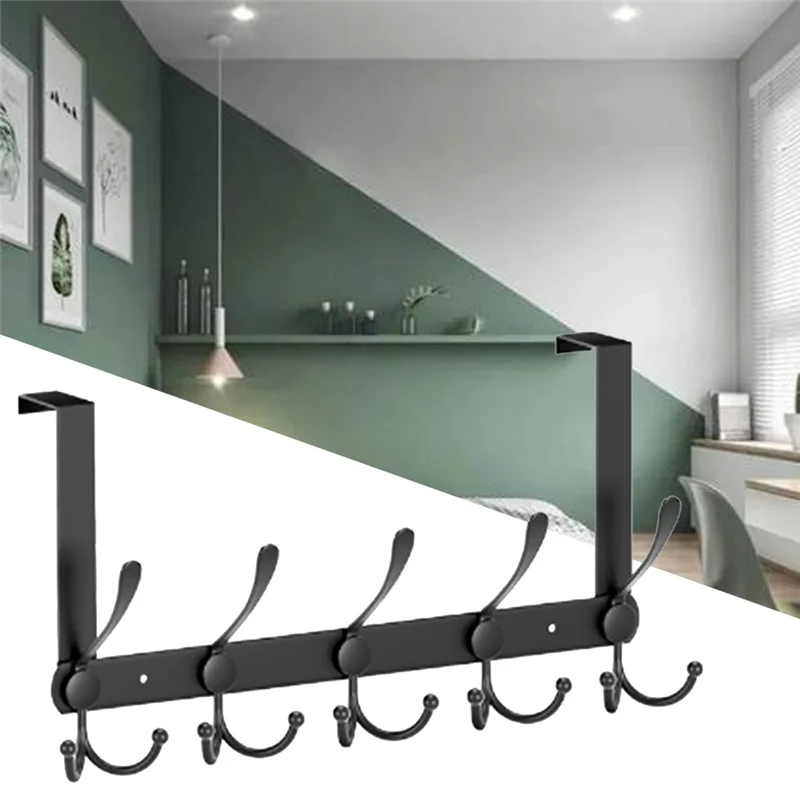 Ultra Matte Black Over-The-Door Metal Coat Rack Kit - Robust, Space-Saving, Easy-To-Install