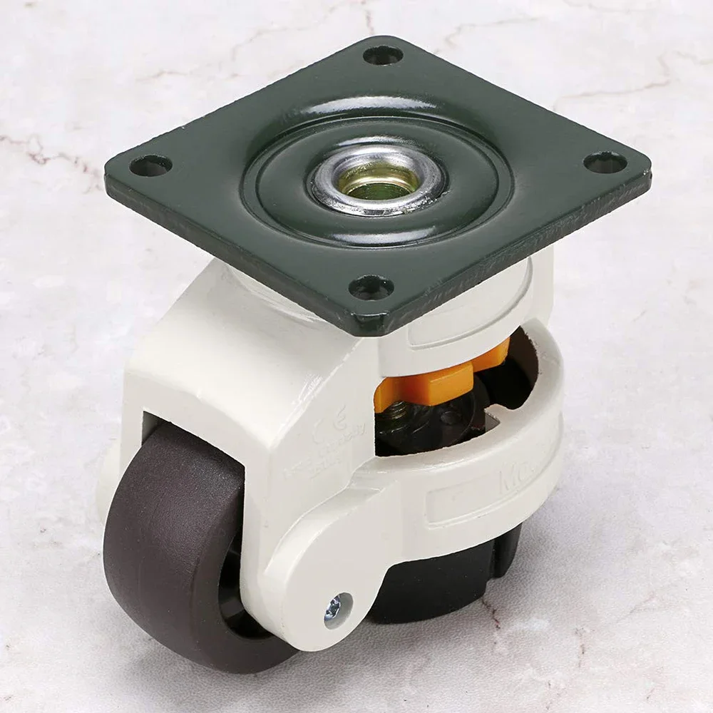 4Pcs Leveling Machine Caster Top Plate Leveling Wheel with Retractable NBR Pad for Workbench Table Electric Equipment Vending