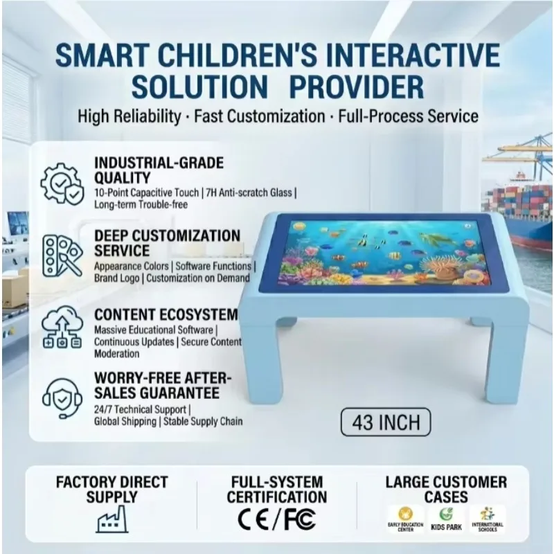 Kids Interactive Waterproof Smart Touch Customizable Lifting/Lowering Game Table  Tube For Home Schools-32/43/55 Inch