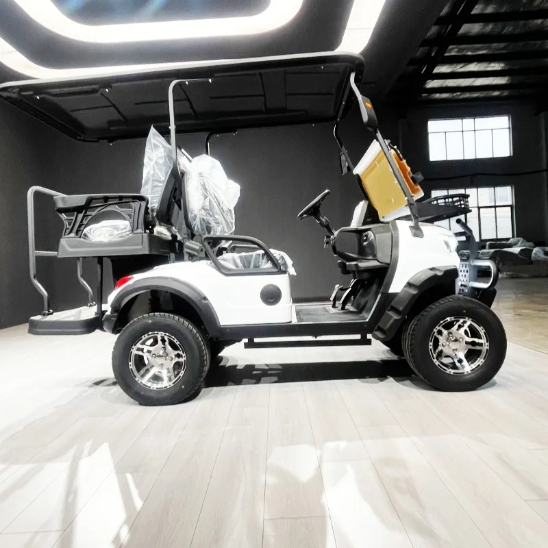 

Wholesale Electric Golf Cart 5KW Motors, Sightseeing Vehicles For Club Use With Black Upholstered Seat Front Bumper Front Basket