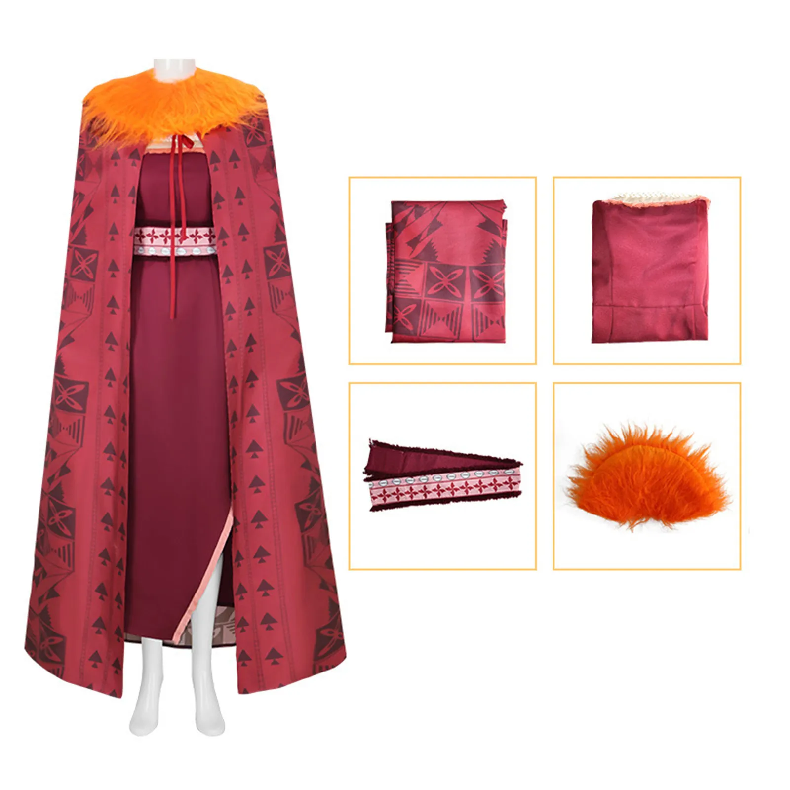 أزياء ماتانجي التأثيرية عباءة حمراء وحزام ملابس للبالغين لحفلات الهالوين الكرنفالية