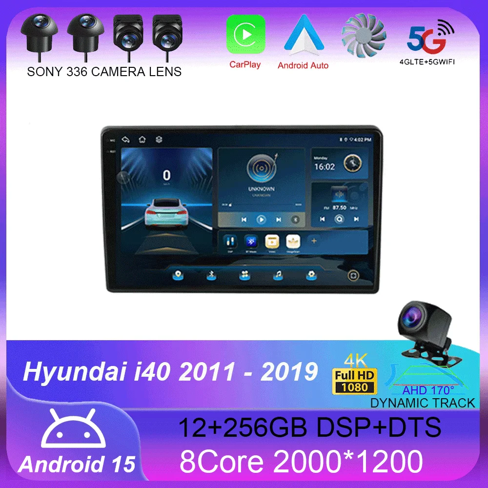 

Android 15 For Hyundai i40 2011 - 2019 Car Radio Stereo Multimedia Video Player Unit GPS Wireless Carplay Android Auto No 2din