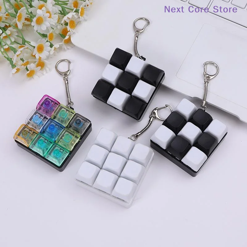 DIY 9 Keys Button Keyboard Keycap Keyboard Keychain Decompression Toys For Adult Gifts To Relief Pass Time