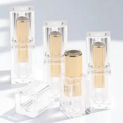 

4 Pcs Lipstick Tubes Containers Transparent DIY Square Reusable Balm Lipstick Container Holder Practical Storage Solution