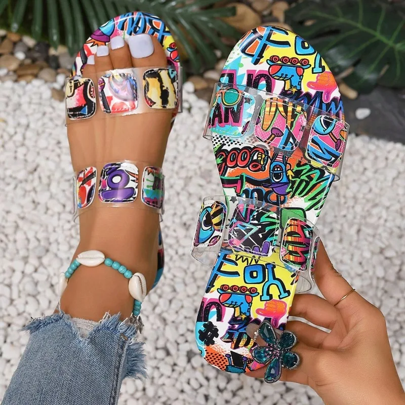 النساء النعال 2025 كعب مربع الصنادل اللمحة تو متعدد إسفين النعال الصيف خفيفة الوزن أحذية أنيقة للنساء الشرائح النساء