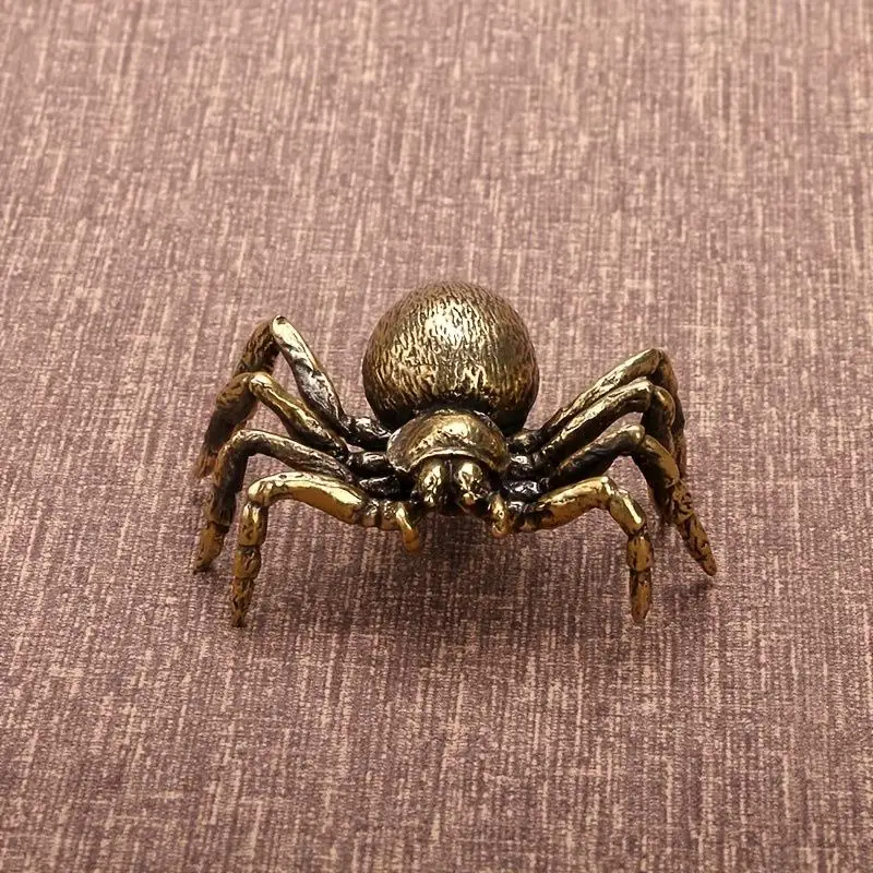 Kreative Messing-Spinnenfigur Miniatur-Kupfer-Insekten-Desktop-Dekoration Vintage Teetier Handwerkskollektion – Detail 3