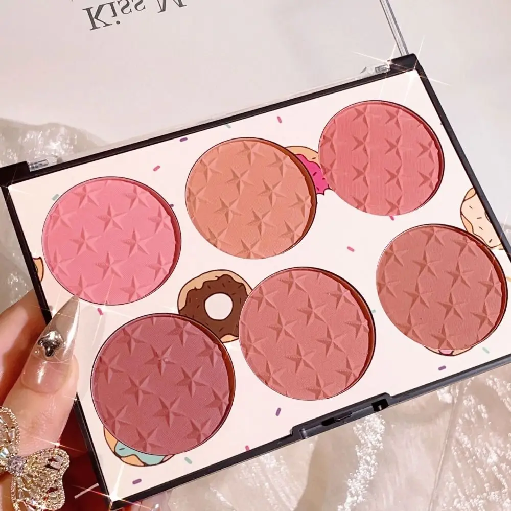 Color Palette Waterproof Powder Blusher 6 Colors Brightening Effect Matte Blush Blendable Long-lasting Blush Palette Face Makeup