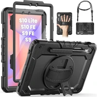 Funda para tableta Samsung Galaxy Tab S10 Lite 10,9/S10 FE/S9 FE/S9 11 5G, Protector de pantalla Funda resistente para niños + correa para asa