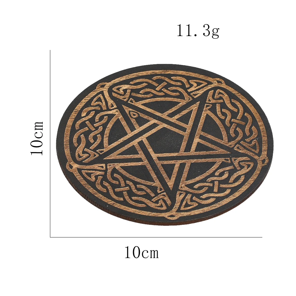 Wooden Divination Board Pentagram Pattern Crystal Energy Disk Metaphysical Message Board Altar Supplies Home Accessories