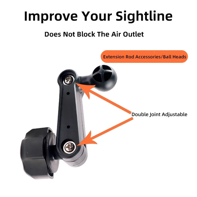 Car Phone Holder Extension Rod Air Outlet Display Adapter Extension Arm Modification Accessories 17mm Universal Ball Head image 3