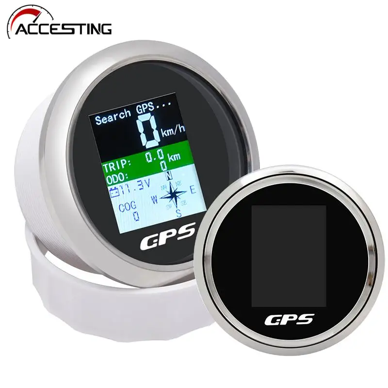 85mm Digital GPS Speed Gauge MPH Knots Km/h Adjusted Speedometer With Antenna Volt Meter Set For Boat Car Motorcycle Odometer