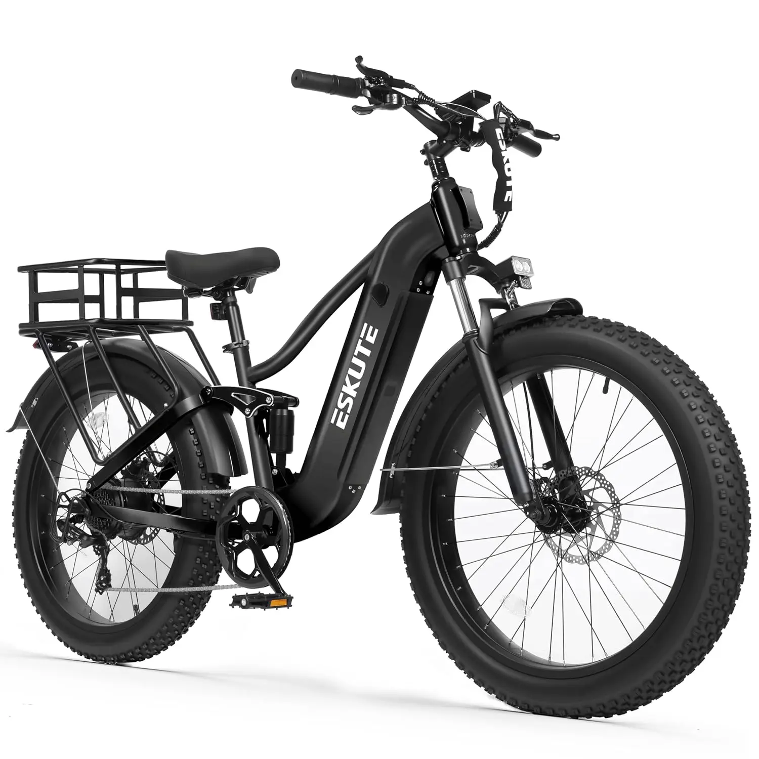48V 20.8Ah Hunting Ebike 86 Miles 32MPH 1800W 26x4 Fat Tire Step-Over 8-Speed Full Suspension Mountain Bike, Customized