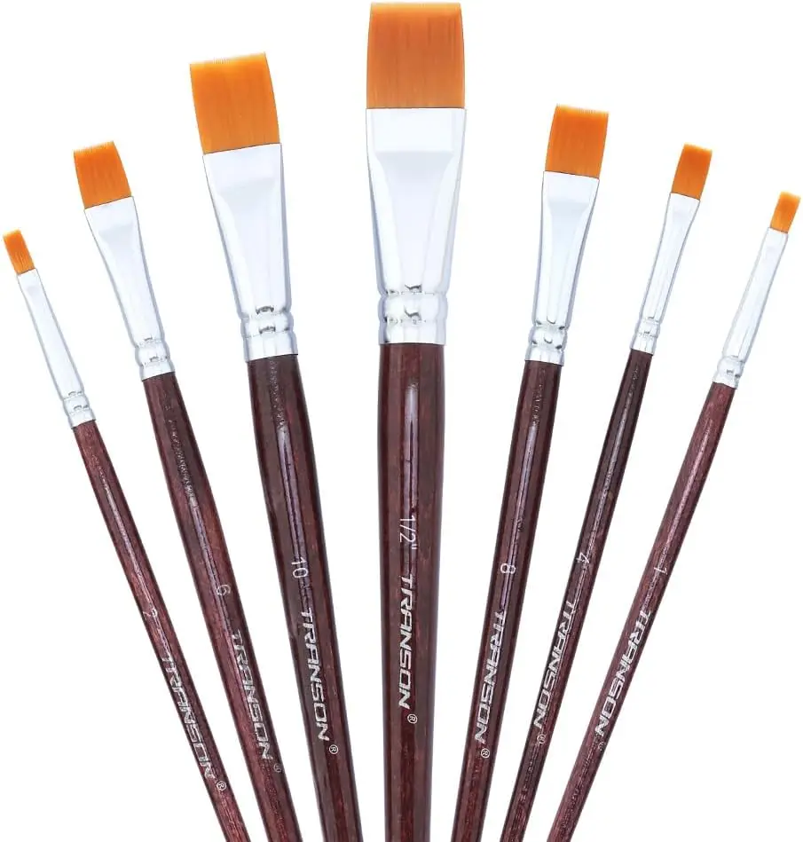 7 Piece Flat Paint Brush Set for All Painting Needs