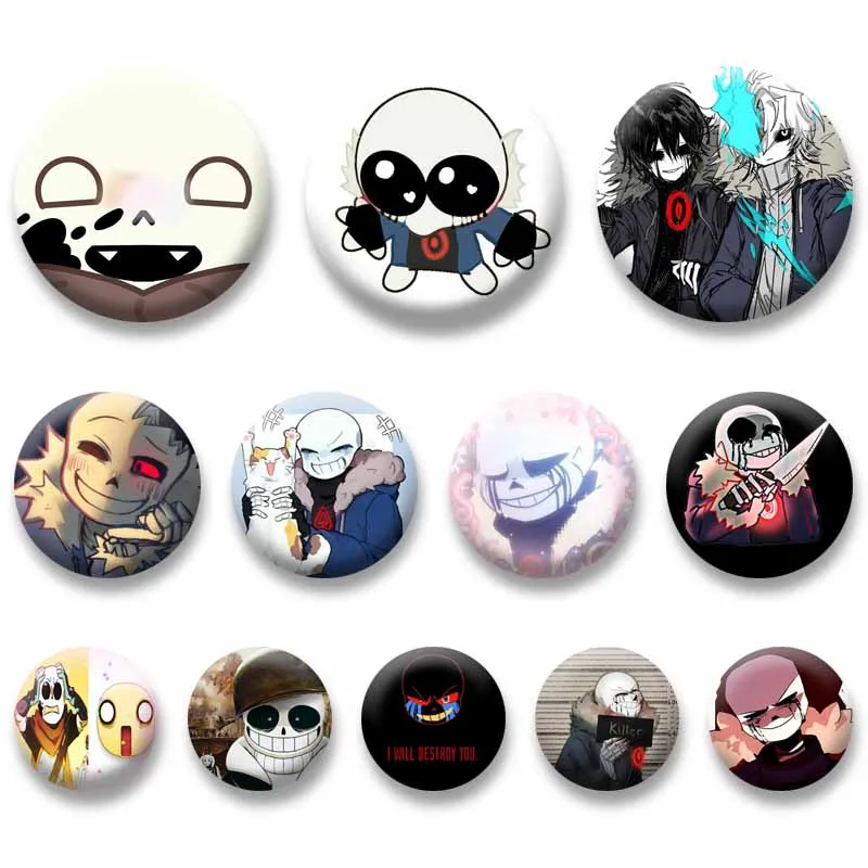 Funny Cartoon Killer Sans Coin Badge Game Character Brooches on Bag Shoes Accessories Round Enamel Pins Collectible Jewelry Gift
