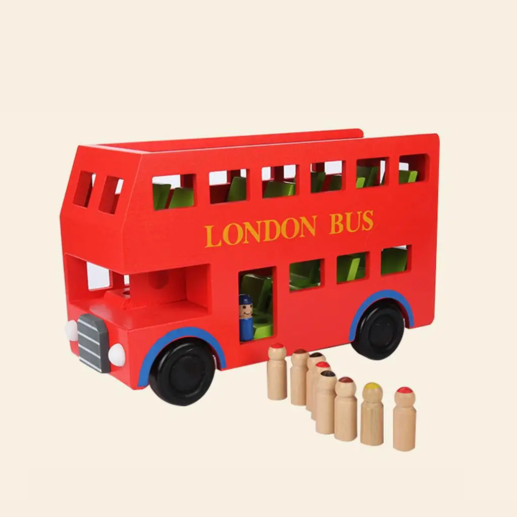 Bus Model Shape Building Toy Classic Red Environmentally 1/18 for Dismantling Ability Children Girls