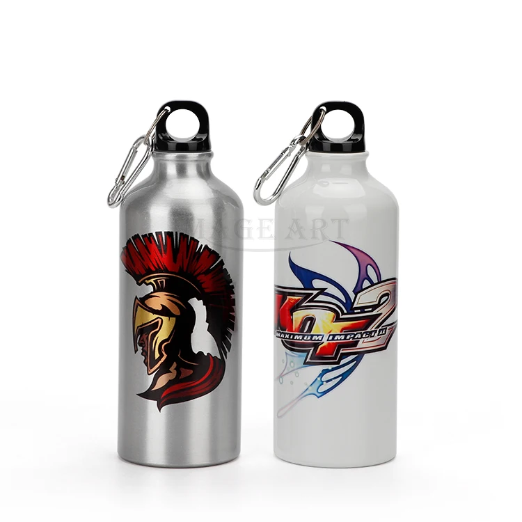 600ML Sport Bottle DIY LOGO Customized Colorful Print Photo Text Aluminium Biker Hiker Travel Outdoor Cup Portable Carabiner