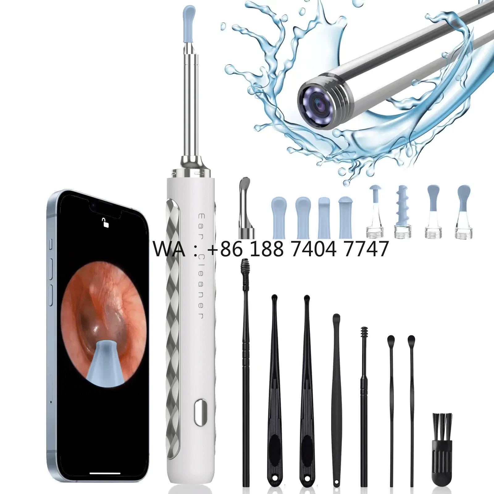 kit-de-soins-auriculaires-8-pieces-pour-l'elimination-du-cerumen-camera-auriculaire-sans-fil-visuelle-1080p-wifi-ip67-etanche-nouvelle-version-amelioree