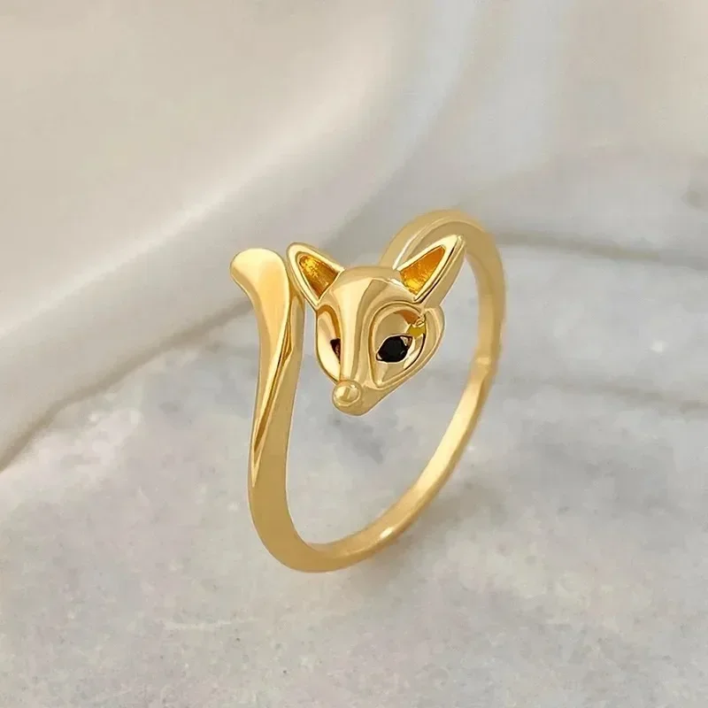 Creative Fox Shaped Opening Adjustable Ring for Women Men Vintage Animal Rings Hip Hop Metal Jewelry Accessories Кольцо С Эмалью