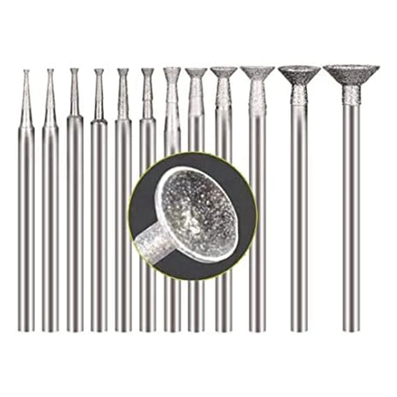 

Bowl Shape Diamond Grinding Burr Fits For Rotary Tool Includes For Dremel With 2.35Mm Shank (Pack Of 12)