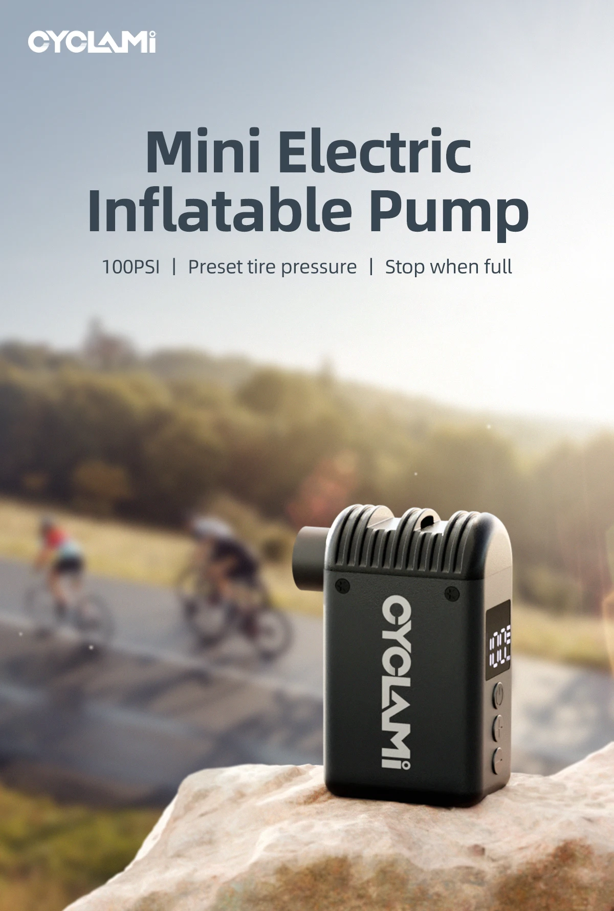 CYCLAMI A2 Mini Elektrische Luftpumpe Tragbare Fahrrad Cordless Air Inflator Presta Schrader Ventil Outdoor Road MTB Fahrrad Zubehör – Detail 1