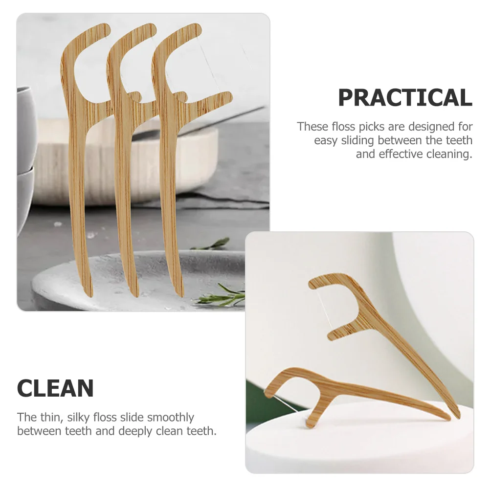 20 قطعة الخيزران الخيط يختار رقيقة حريري قطن الأسنان لتنظيف الأسنان العميقة إزالة الطعام الفعال واللثة صحية خيط تنظيف الأسنان #2