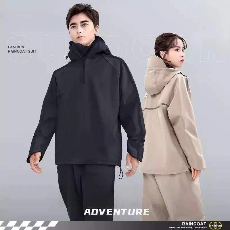Waterproof Motorcycle Raincoat Split Suit for Men Women with Thick Oxford Fabric and Large Hood Full Body Rainstorm Proof Poncho