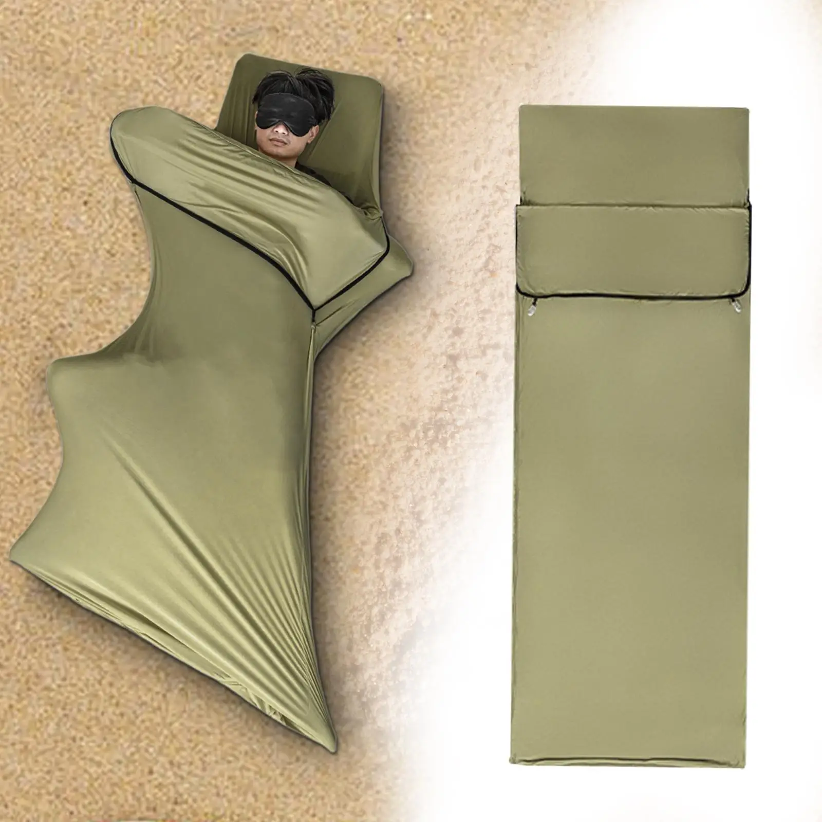 

Sleeping Bag Liner Breathable Soft Removable and Washable Dustproof Two-way-zipper Portable Sleep Sack for Hotels Outdoor Hiking