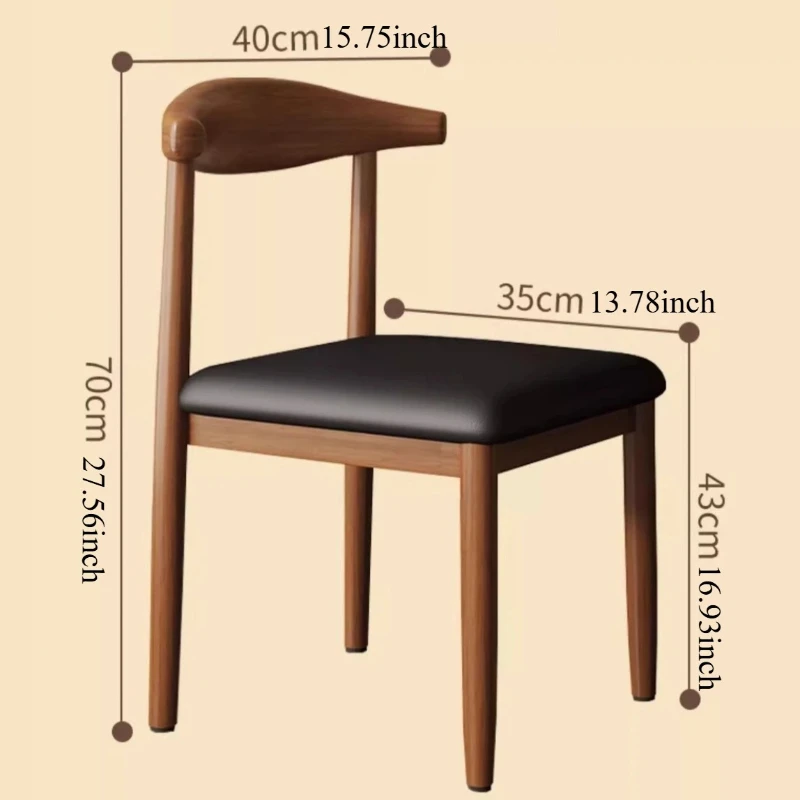 Modern Dining Table Dining Chair Metal Frame Nordic PU Horn Chair Simple Home Internet Celebrity Chair Desk Stool Backrest image 5