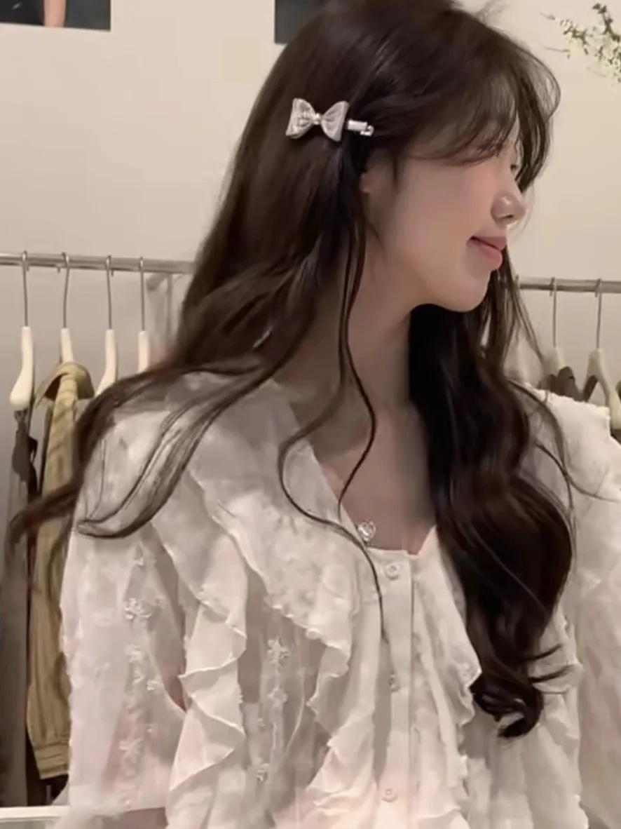 

Женская блузка свободного кроя Ele Sweet Lace Embroidery Bell Sve Long Sve irt, весна 2023, шикарная корейская блузка свободного кроя