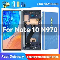 携帯電話用タッチスクリーン交換キット,フレーム付きデジタイザーの代替品,Samsung Galaxy Note 10,n970,n970f,新品