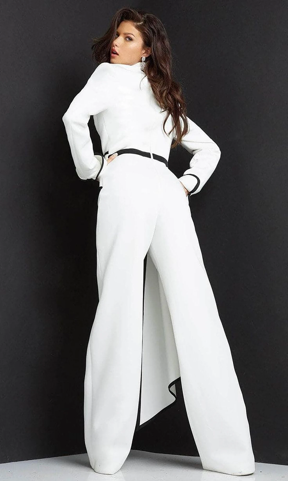 Fashion Designed Women Jumpsuits Lange Mouw Flare Broek Slim Fit Blazer Veterjurken Op Maat Gemaakt