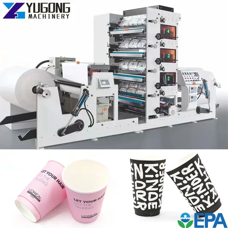 YG High Quality Flexographic Paper Cup Printer Equipment China Brand Name 4 Color Flexo Printing Cutting Machine Manufacturer