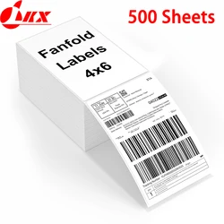 LKX 4x6 Thermal Labels Paper for Shipping Label Printer - 500PCS white Mailing Labels 4x6 Direct Thermal Labels Fanfold BPA Free