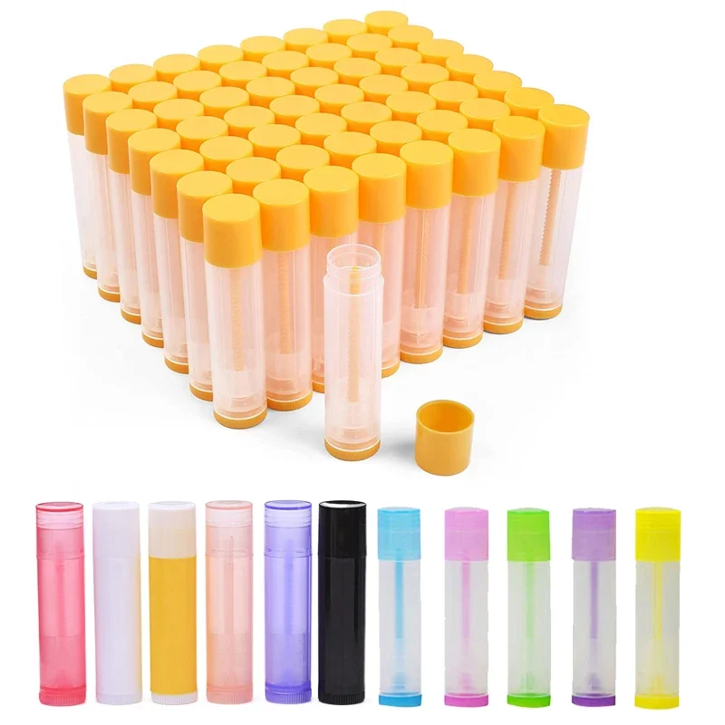 100Pcs Refillable 5g Lip Balm Containers Empty Plastic Lip Balm Tubes DIY Lipstick Tubes Lip Gloss Tubes Deodorant Containers