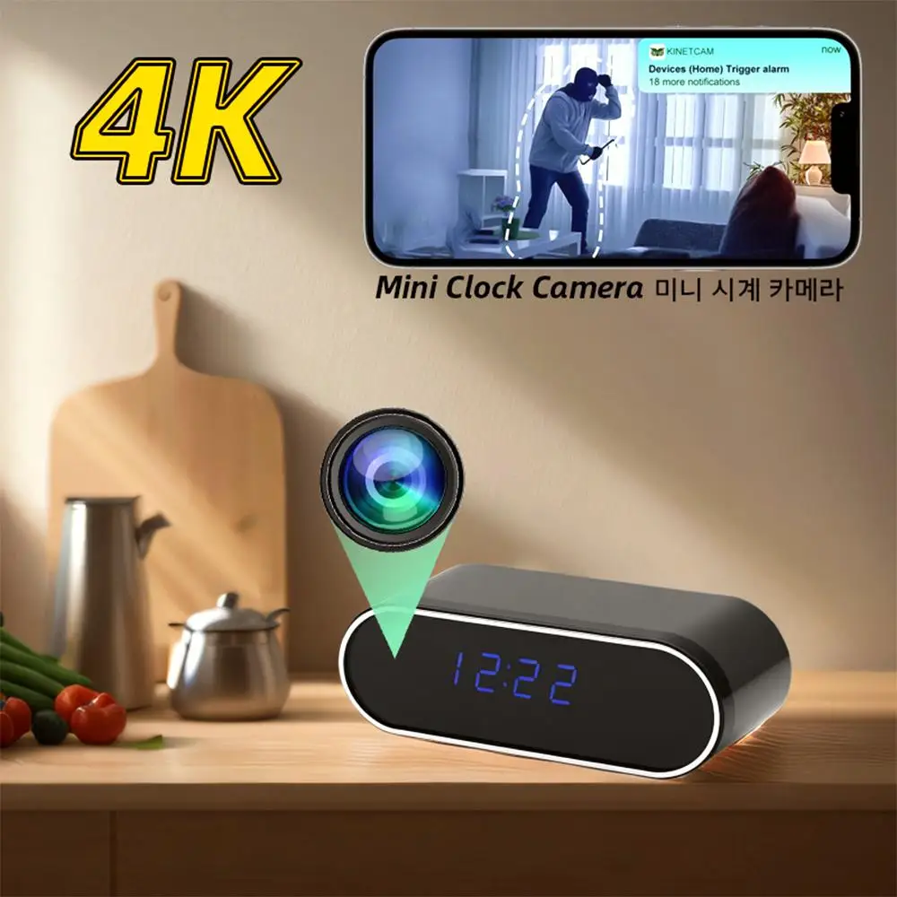 Mini clock Camera Wifi 4K HD Wireless IR night vision Home Night Version Video Protection Remote Intelligent small-scale Cam