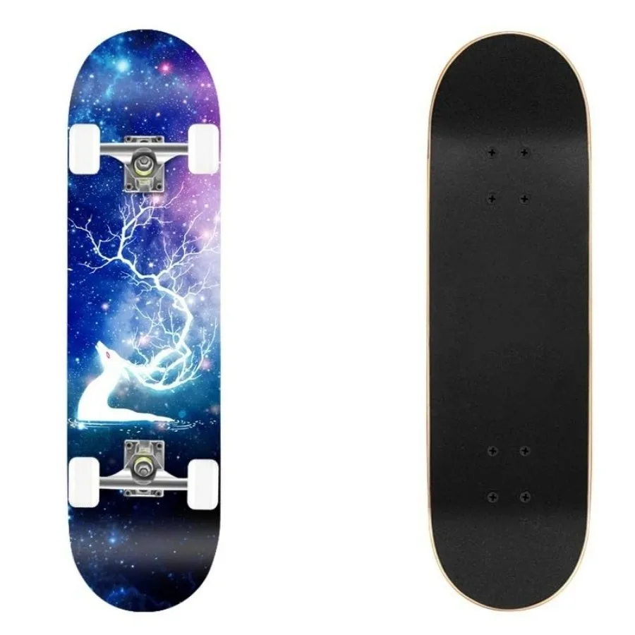 

31" x 7.88" Maple Wood Double Rocker Skateboard for Beginners, Adults, Teens, 150kg Capacity, PU Wheels, ABEC-7 Bearings, Anti-